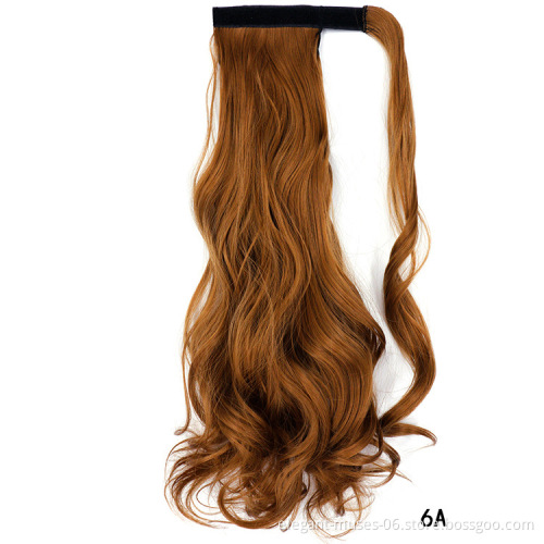 Wholesale Price newest High Temperature Fiber Long Wavy Synthetic clip hairpieces postiche ponytail wigs